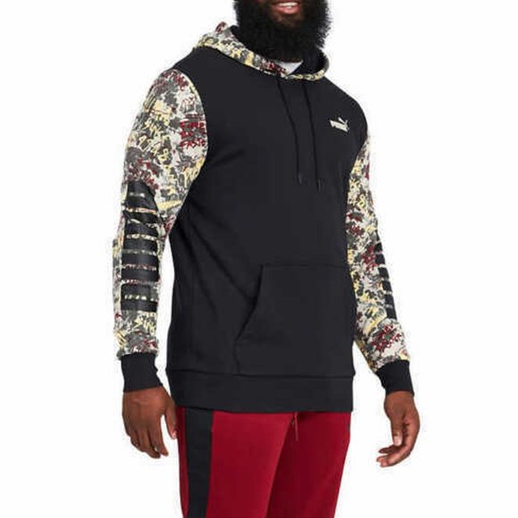 Puma Graffiti Hoodie Sweatshirt Pullover Ribbed Cuffs / Waist Black M or XL - Picture 2 of 5